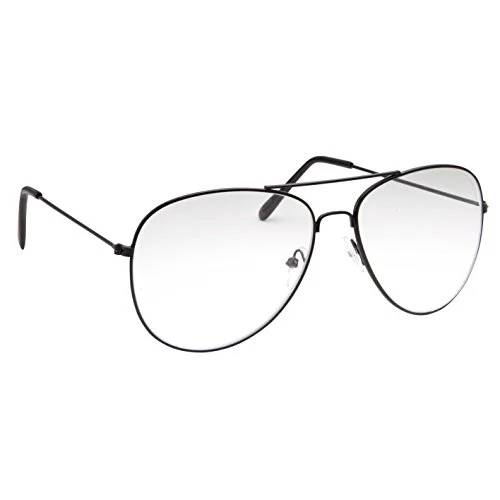 grinderPUNCH Aviator Clear Lens Eyeglasses for Fashion Glasses with Non-Prescription UV Protection Metal Frame Black