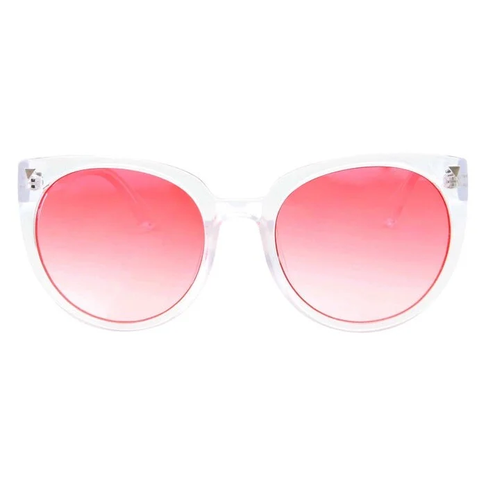 GrinderPUNCH Oversized Clear Cat Eye Pink Ombre Color Lens Fashion Sunglasses