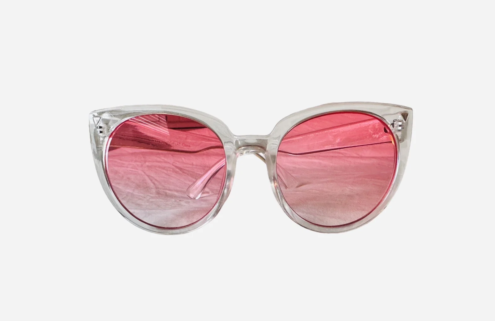GrinderPUNCH Oversized Clear Cat Eye Pink Ombre Color Lens Fashion Sunglasses 4