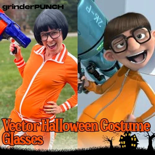 grinderPUNCH Thick Square Frame Clear Lens Glasses Eyeglasses Super Oversized Fashion and Costume - Black 3