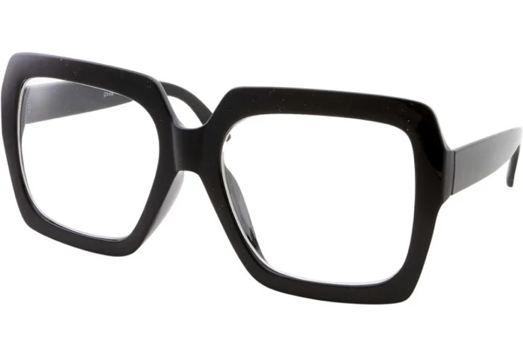 grinderPUNCHXL Black Thick Square Oversized Clear Lens Glasses Men & Women (287)