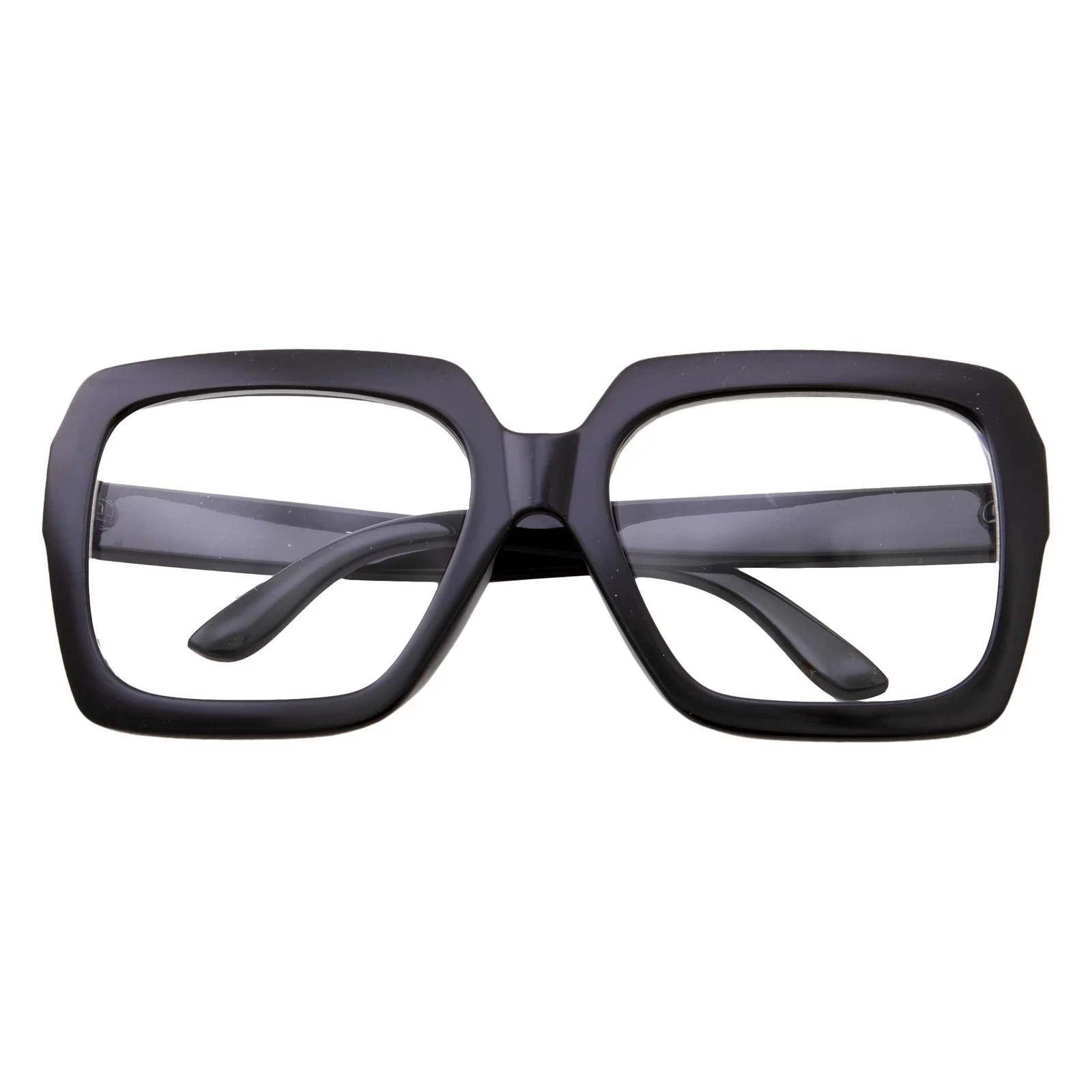 XL Black Thick Square Oversized Clear Lens Glasses - Men and Women Costume 3
